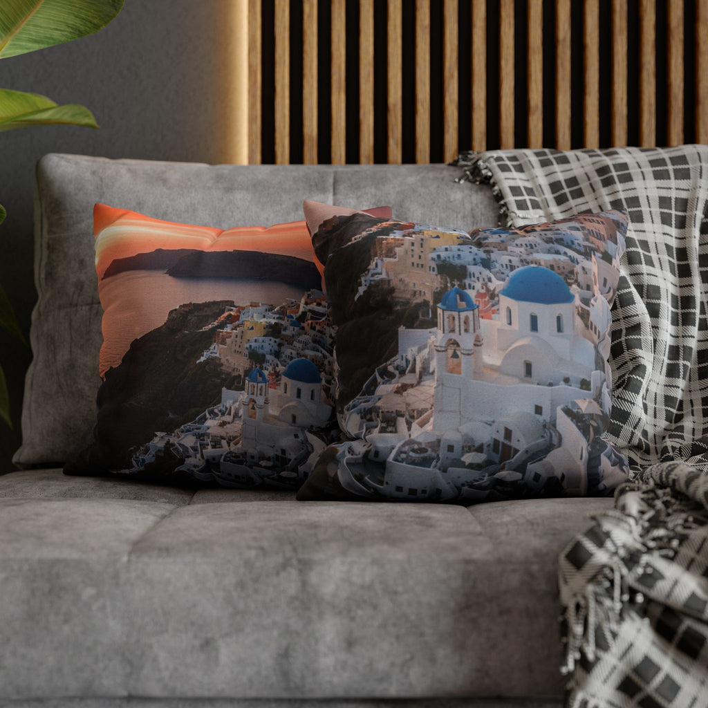 AuraVerde | Santorini Sunset — Decorative Throw Pillow