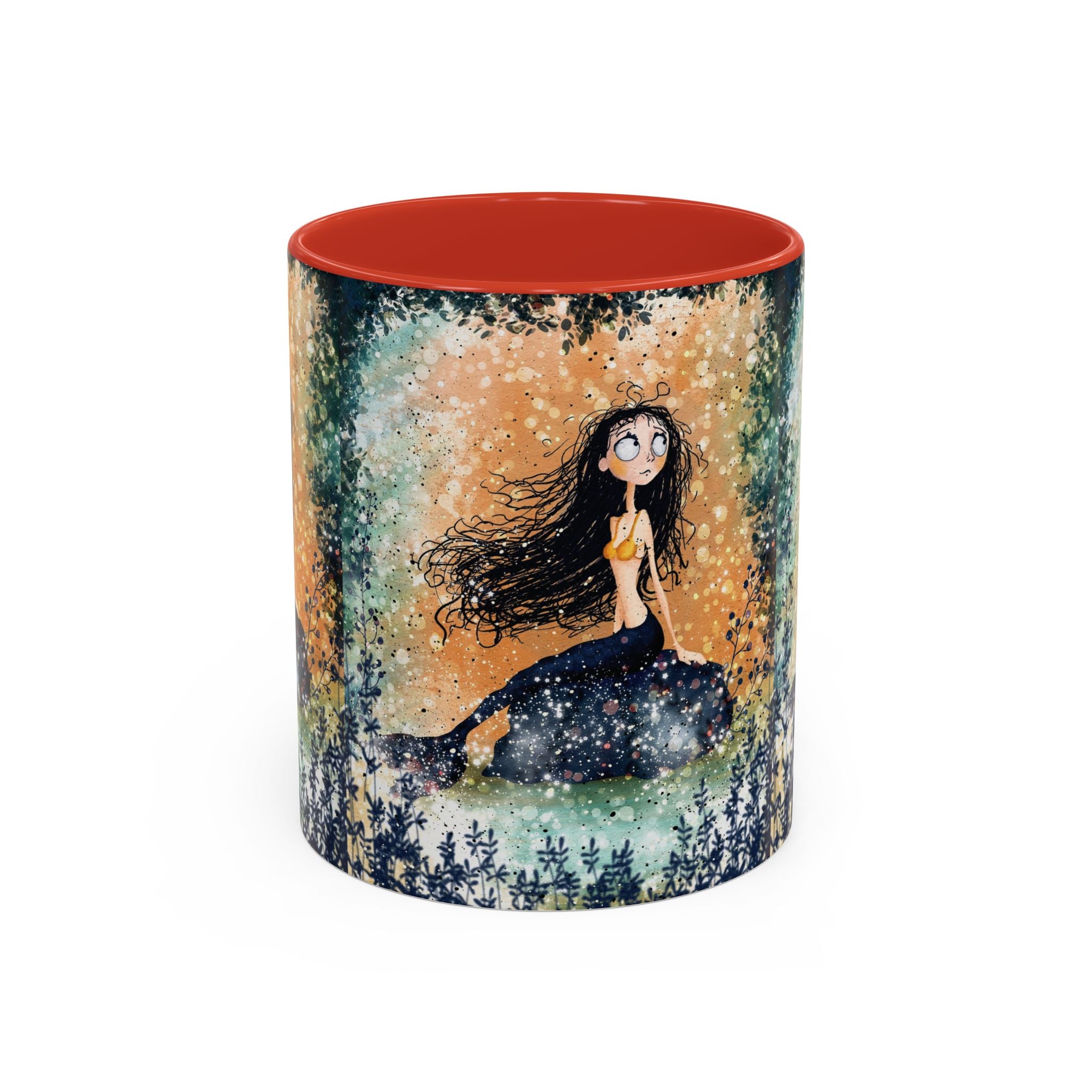 Mermaid Nightscape Accent Coffee Mug — Whimsical Ocean Fantasy Art (11/15 oz)