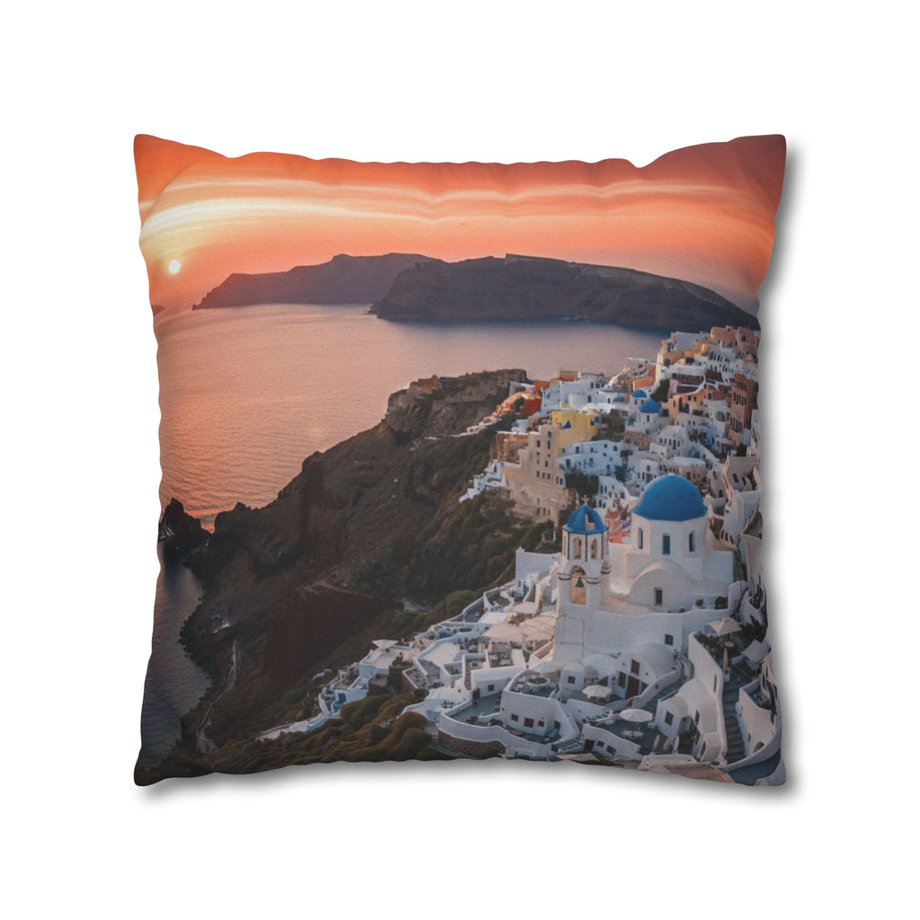 AuraVerde | Santorini Sunset — Decorative Throw Pillow