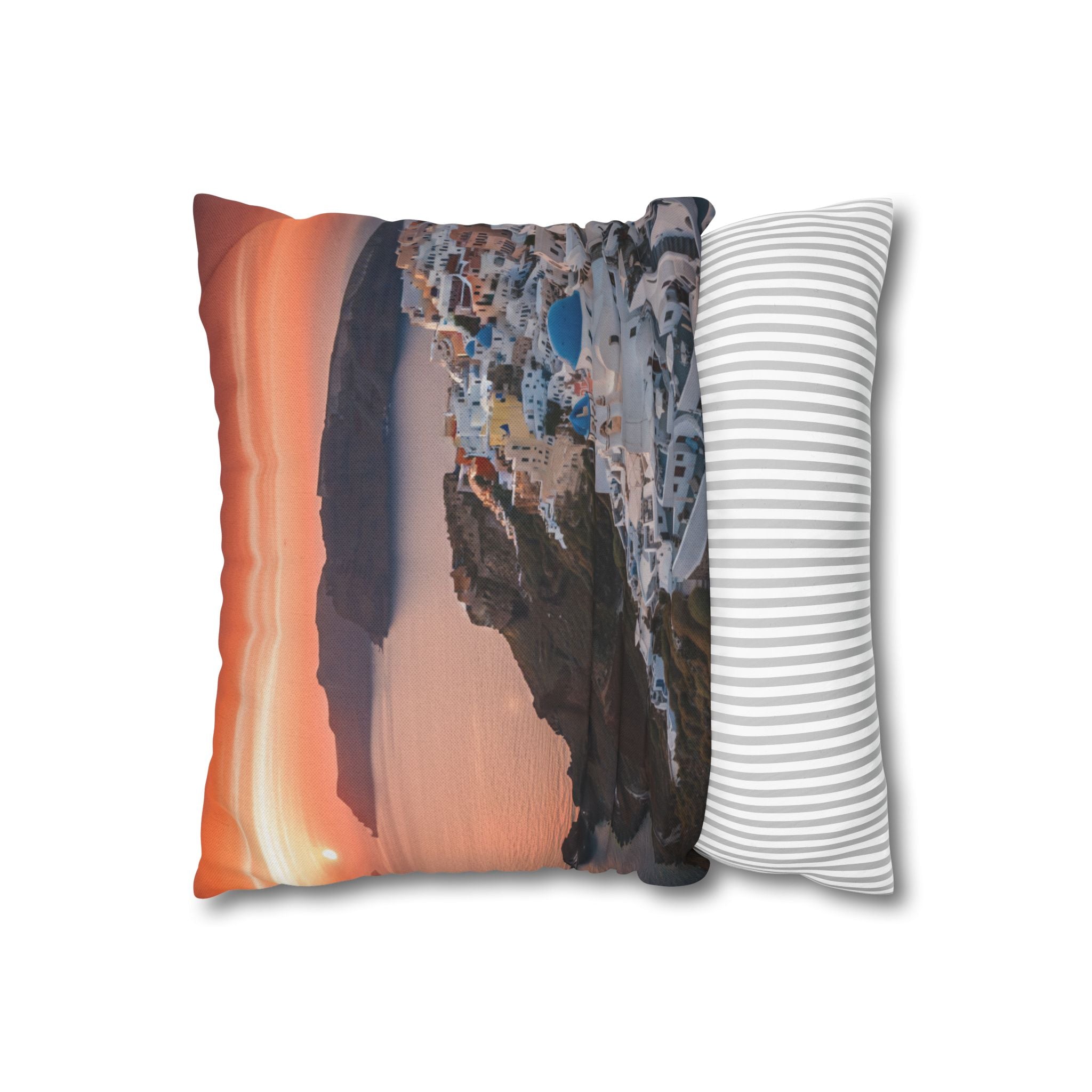 AuraVerde | Santorini Sunset — Decorative Throw Pillow