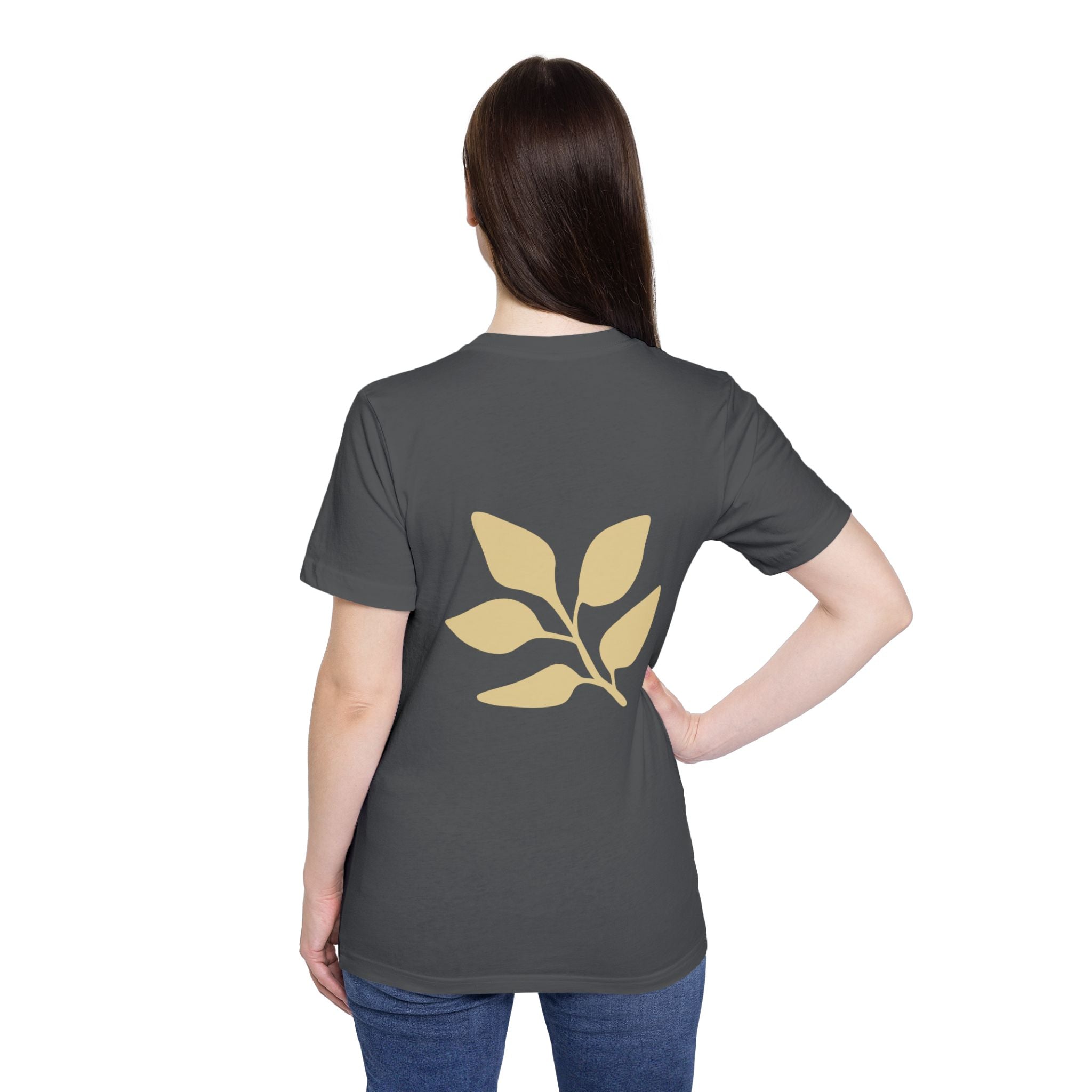 AuraVerde Joyful Leaf Script Tee | Whimsical Nature Graphic Shirt