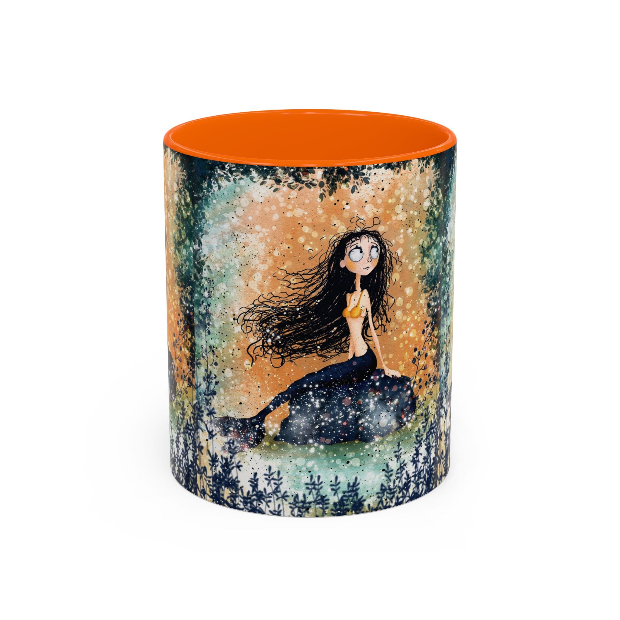 Mermaid Nightscape Accent Coffee Mug — Whimsical Ocean Fantasy Art (11/15 oz)