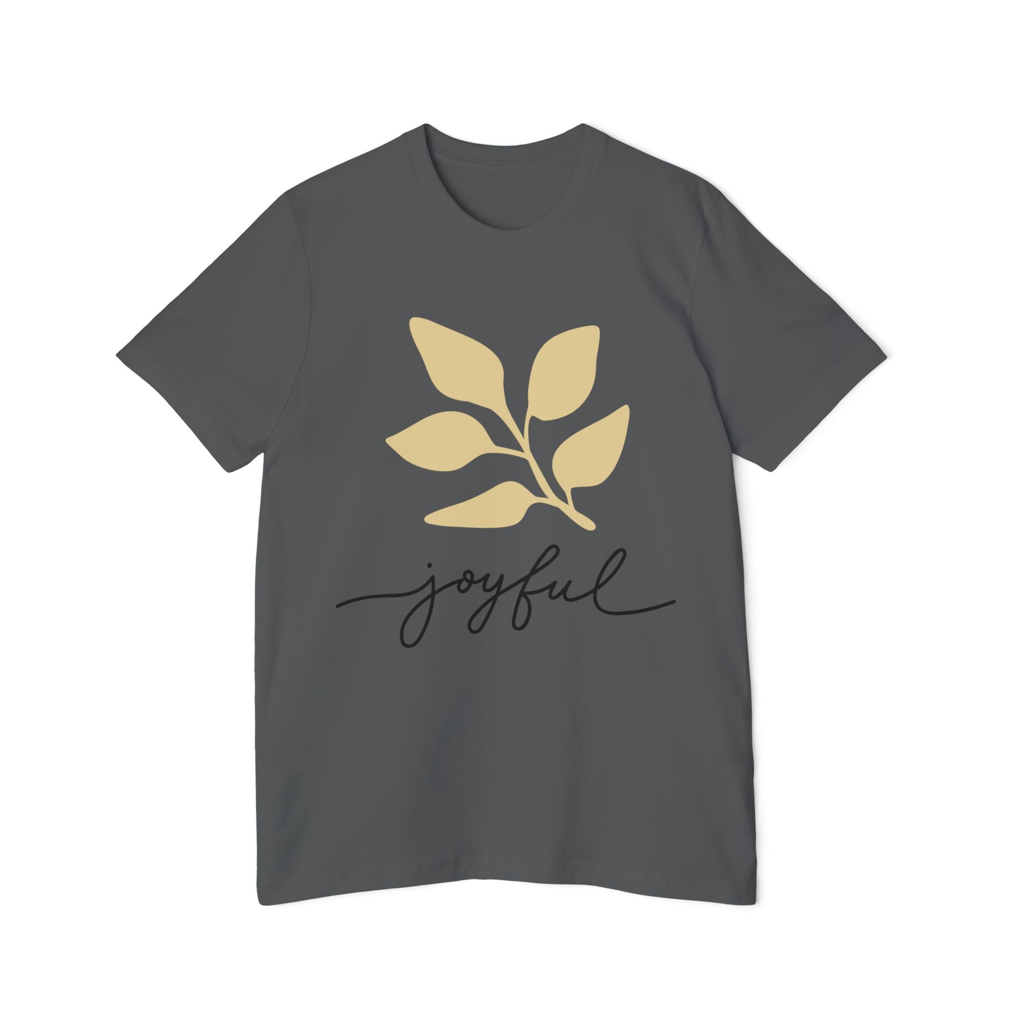 AuraVerde Joyful Leaf Script Tee | Whimsical Nature Graphic Shirt