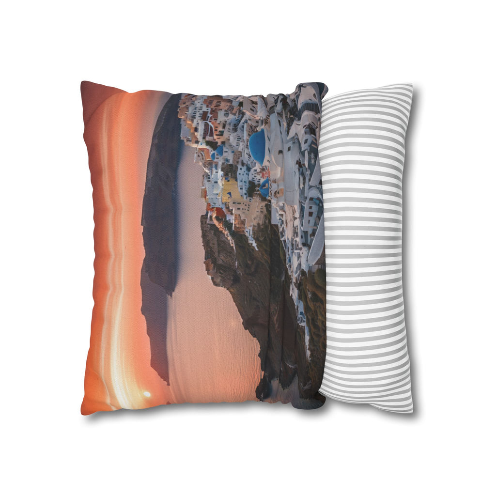 AuraVerde | Santorini Sunset — Decorative Throw Pillow
