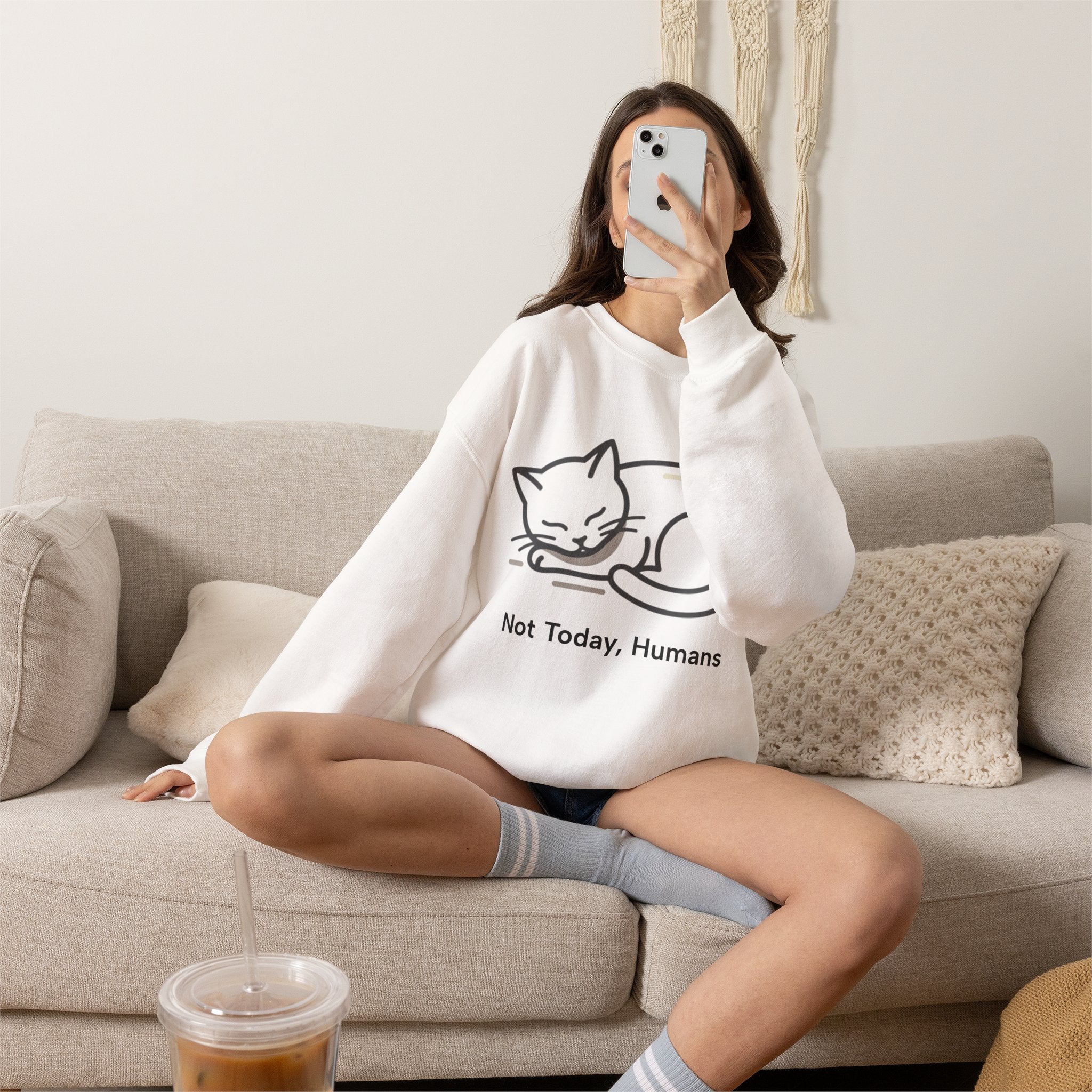 Sleeping Cat Sweatshirt | Not Today, Humans