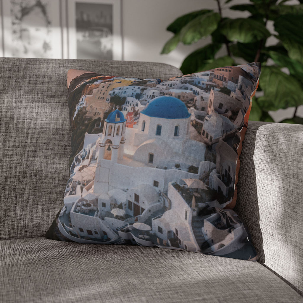 AuraVerde | Santorini Sunset — Decorative Throw Pillow