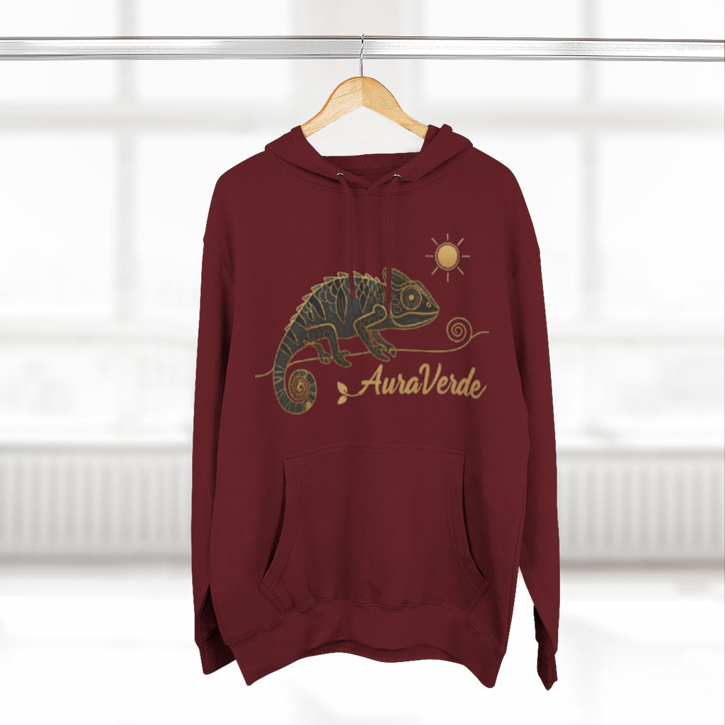 AuraVerde Chameleon Fleece Hoodie | Coastal Nature Unisex Sweatshirt