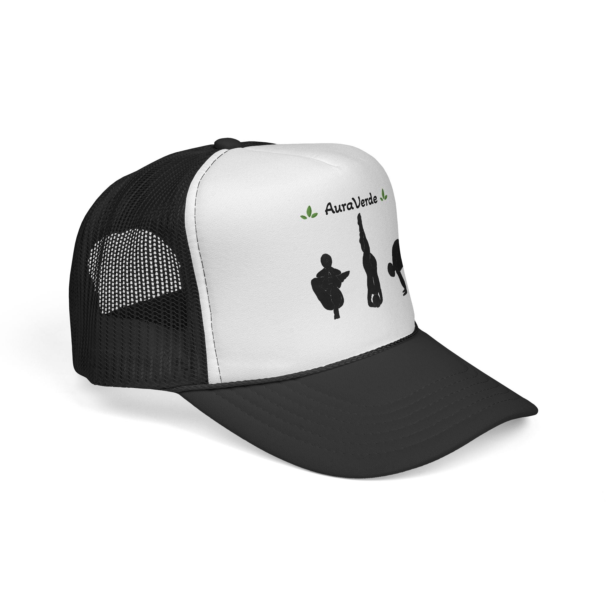 AuraVerde Yoga Trucker Hat | Silhouette Poses Mesh Cap