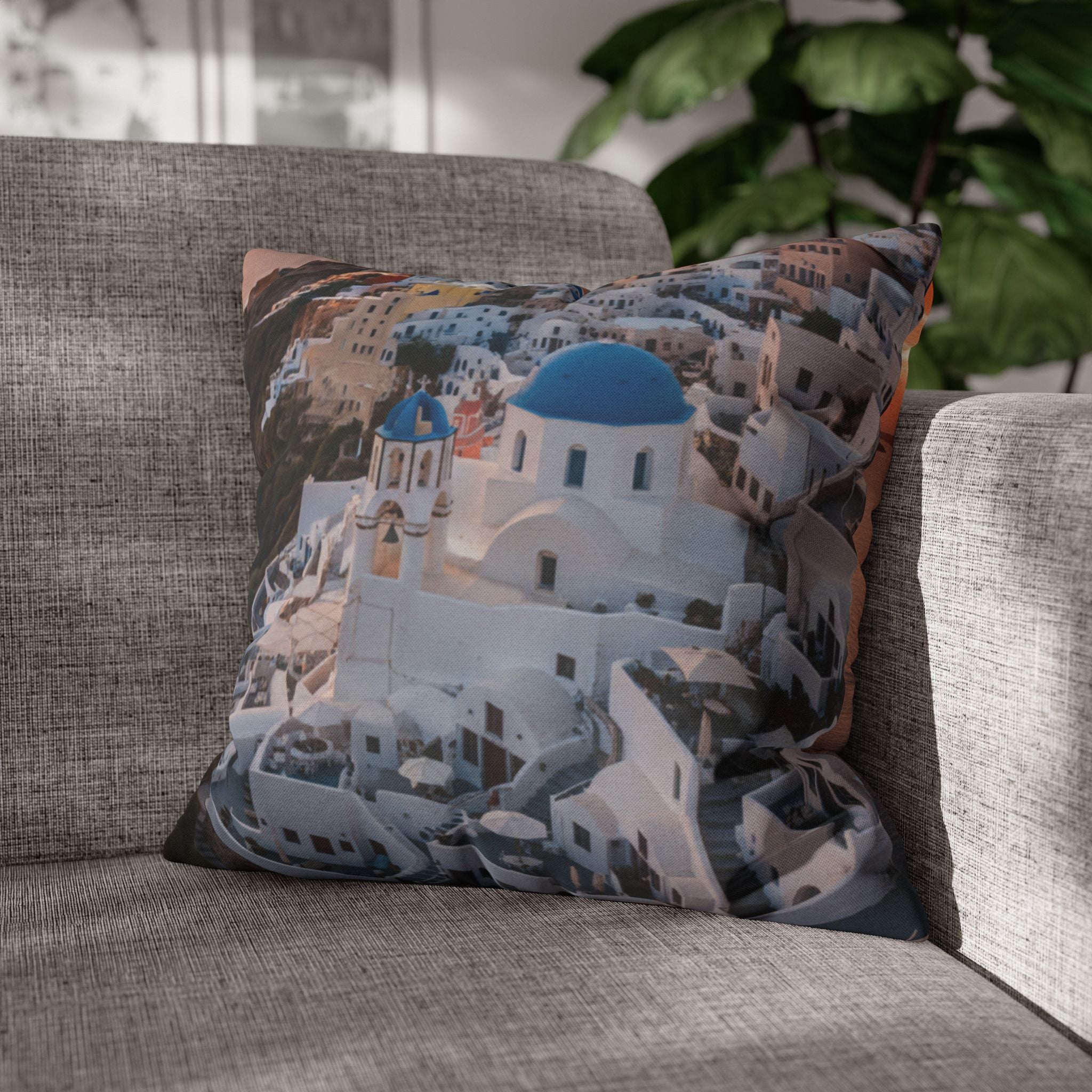 AuraVerde | Santorini Sunset — Decorative Throw Pillow