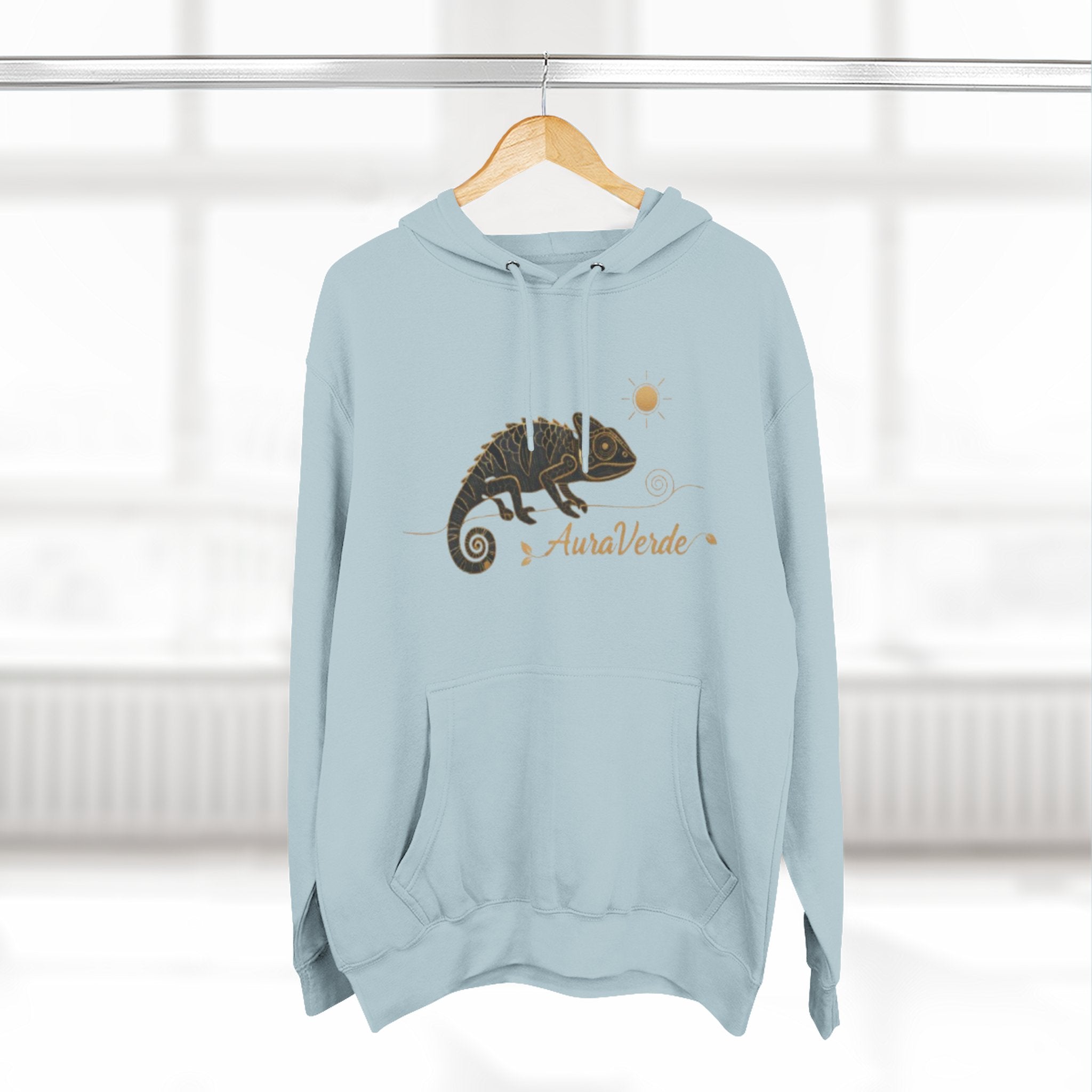 AuraVerde Chameleon Fleece Hoodie | Coastal Nature Unisex Sweatshirt