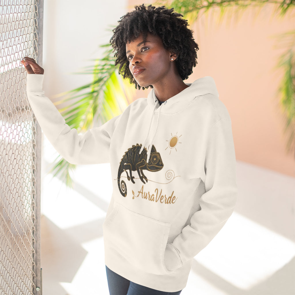 AuraVerde Chameleon Fleece Hoodie | Coastal Nature Unisex Sweatshirt