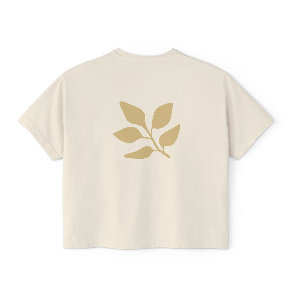 AuraVerde Joyful Leaf Boxy Tee | Oversized Botanical Art Shirt