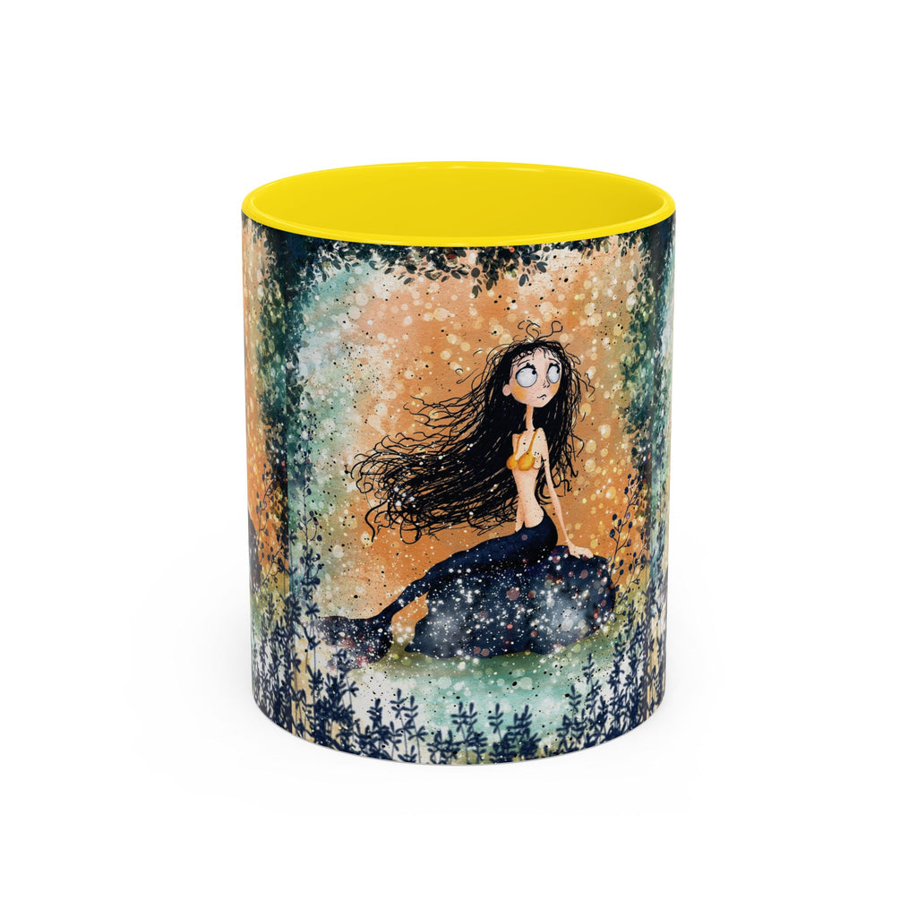 Mermaid Nightscape Accent Coffee Mug — Whimsical Ocean Fantasy Art (11/15 oz)