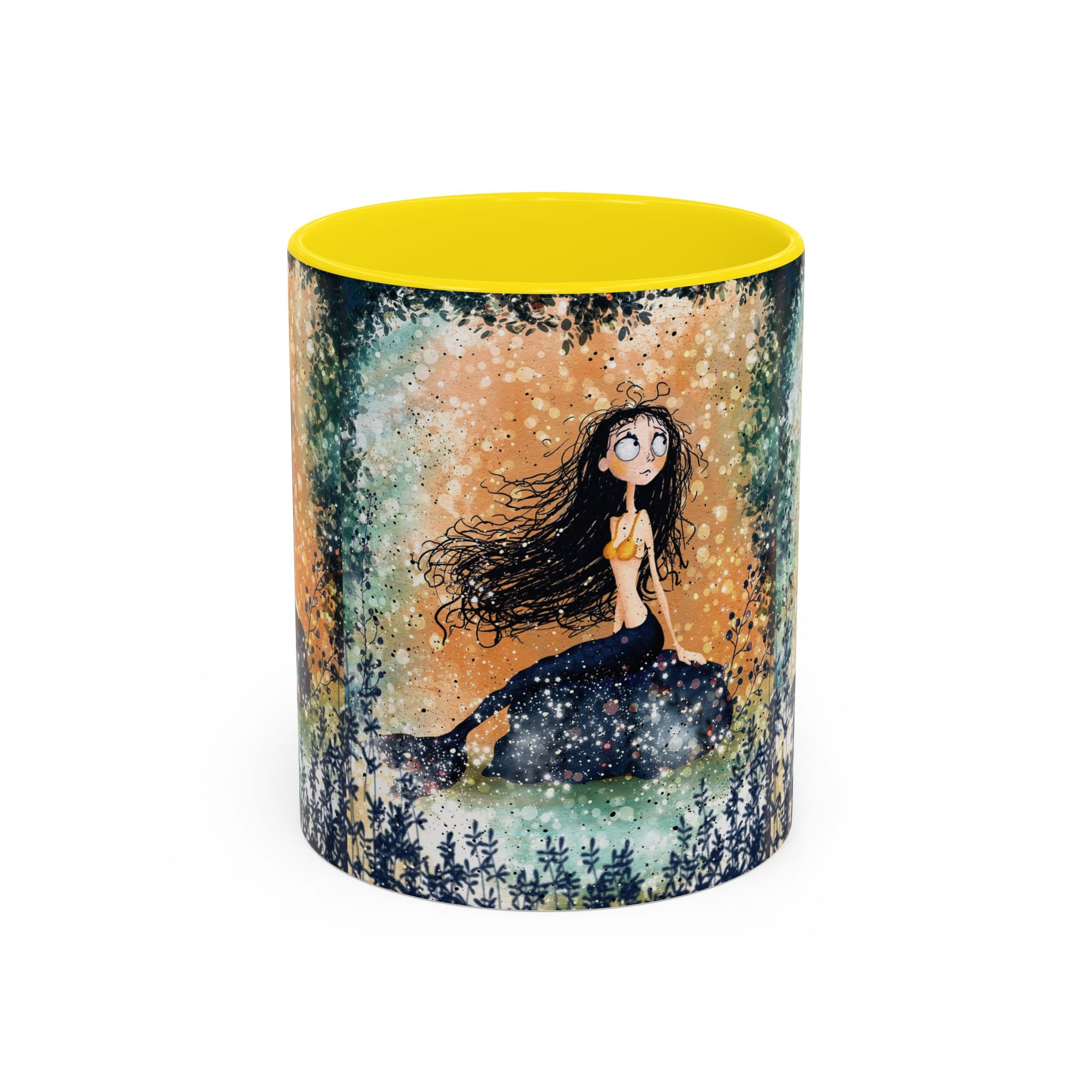 Mermaid Nightscape Accent Coffee Mug — Whimsical Ocean Fantasy Art (11/15 oz)