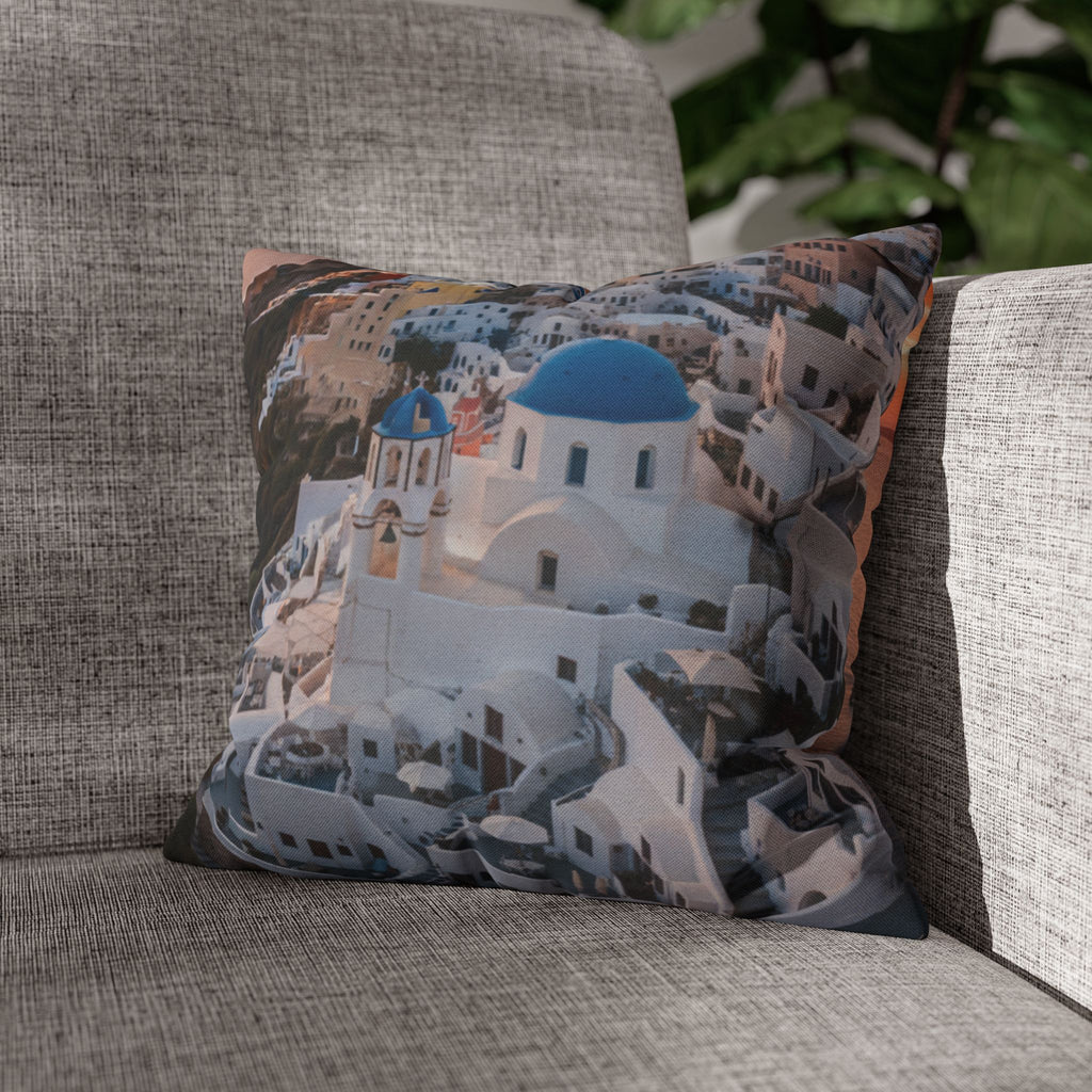 AuraVerde | Santorini Sunset — Decorative Throw Pillow