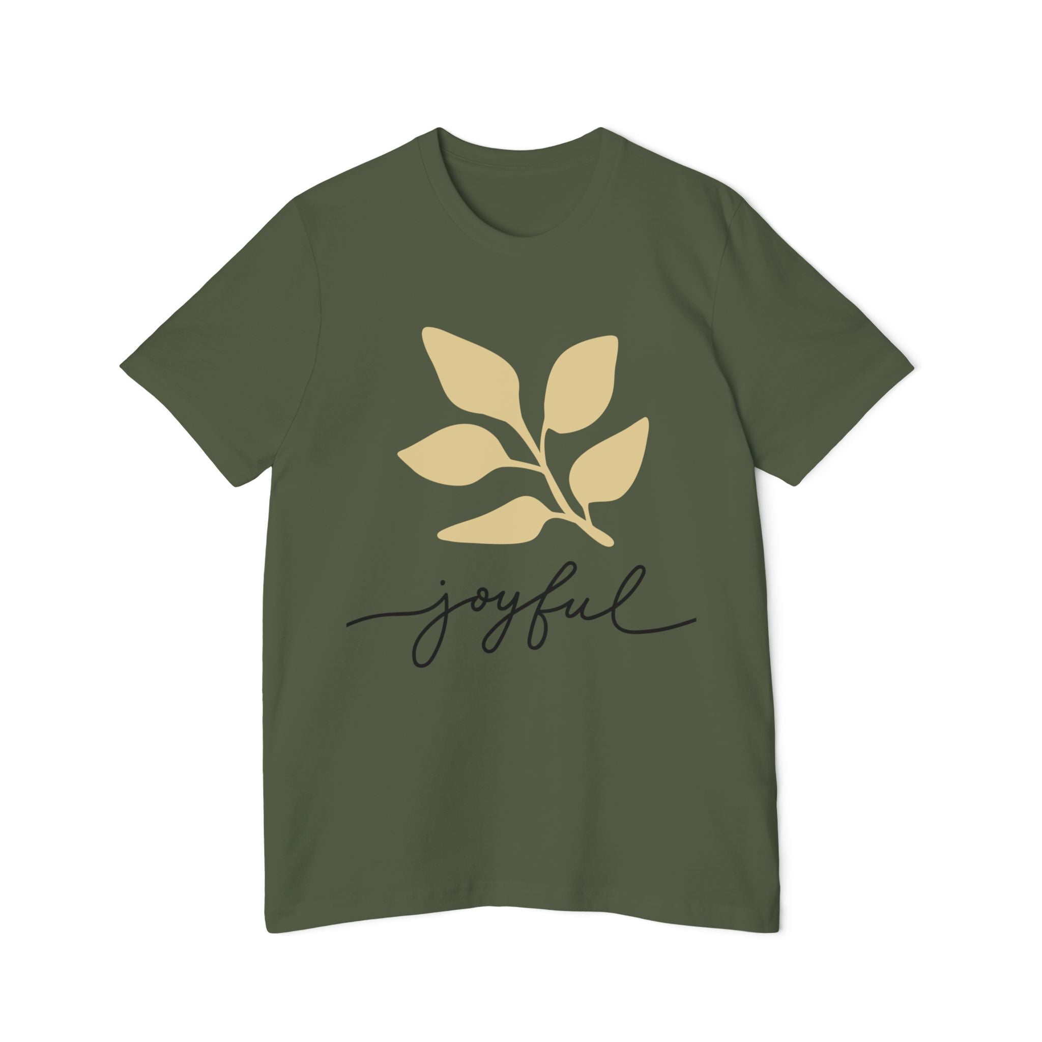 AuraVerde Joyful Leaf Script Tee | Whimsical Nature Graphic Shirt
