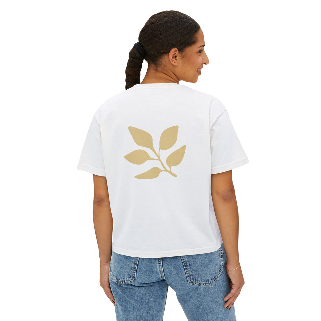AuraVerde Joyful Leaf Boxy Tee | Oversized Botanical Art Shirt