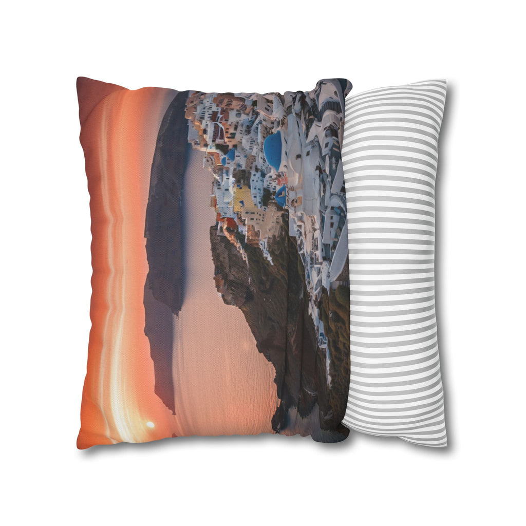 AuraVerde | Santorini Sunset — Decorative Throw Pillow