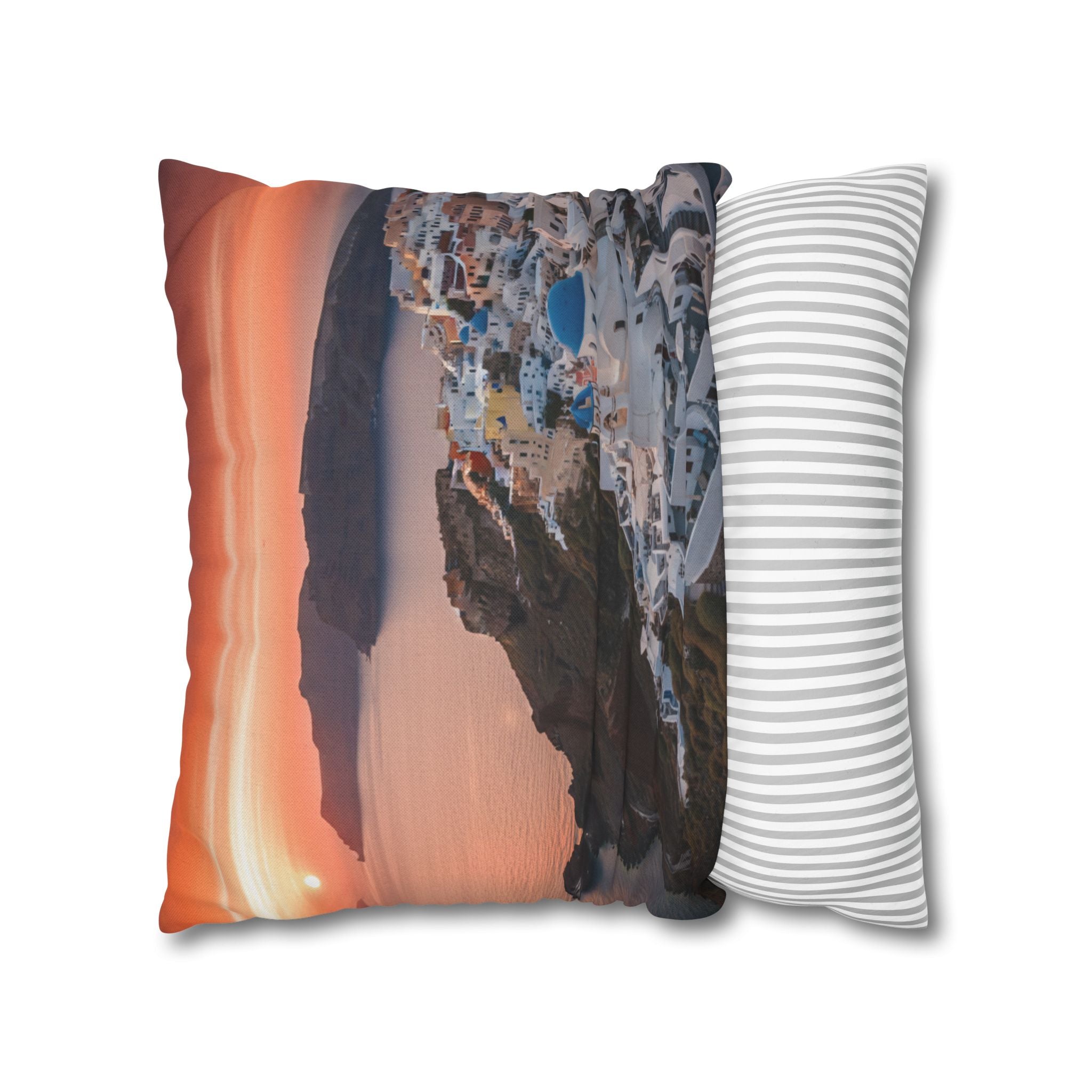 AuraVerde | Santorini Sunset — Decorative Throw Pillow