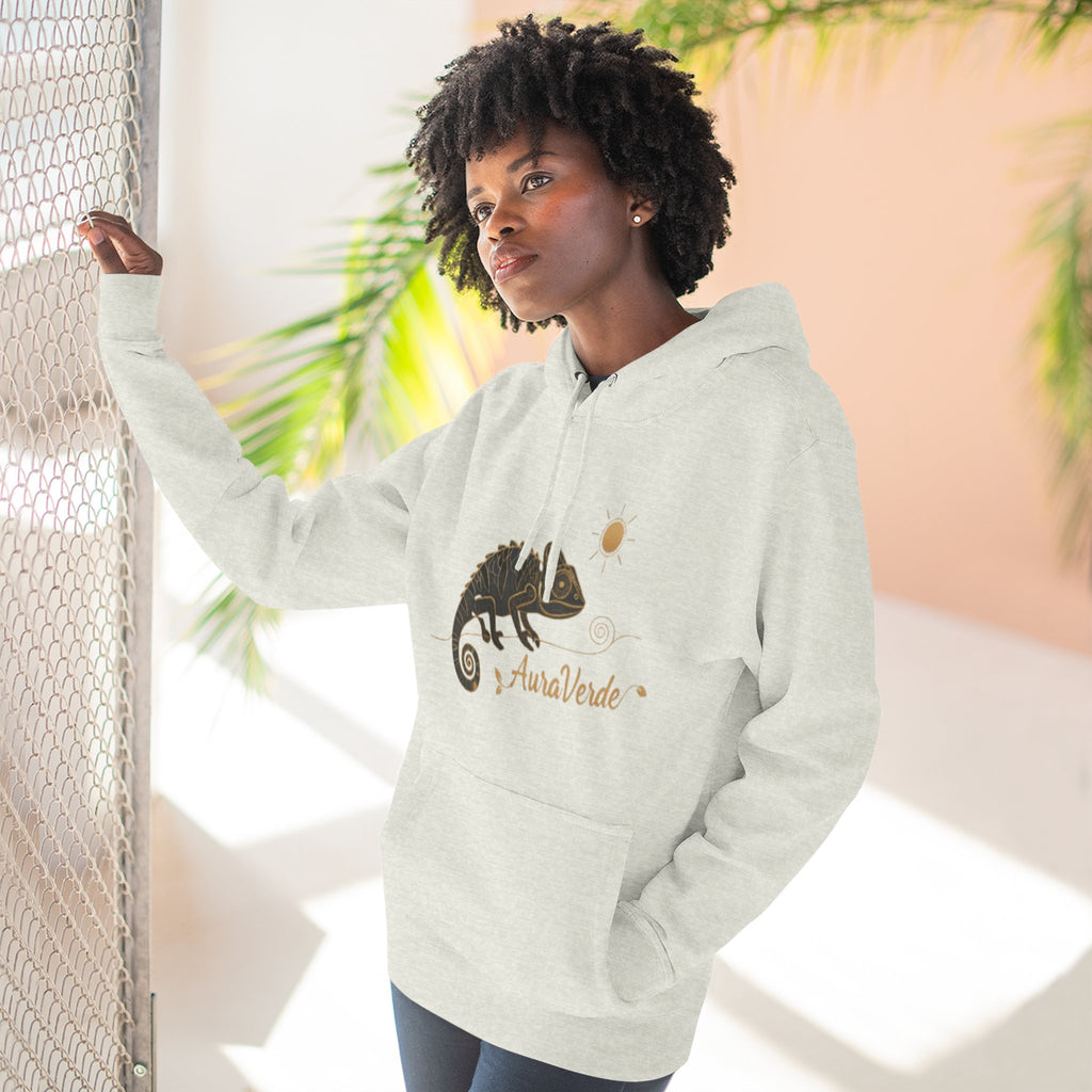 AuraVerde Chameleon Fleece Hoodie | Coastal Nature Unisex Sweatshirt