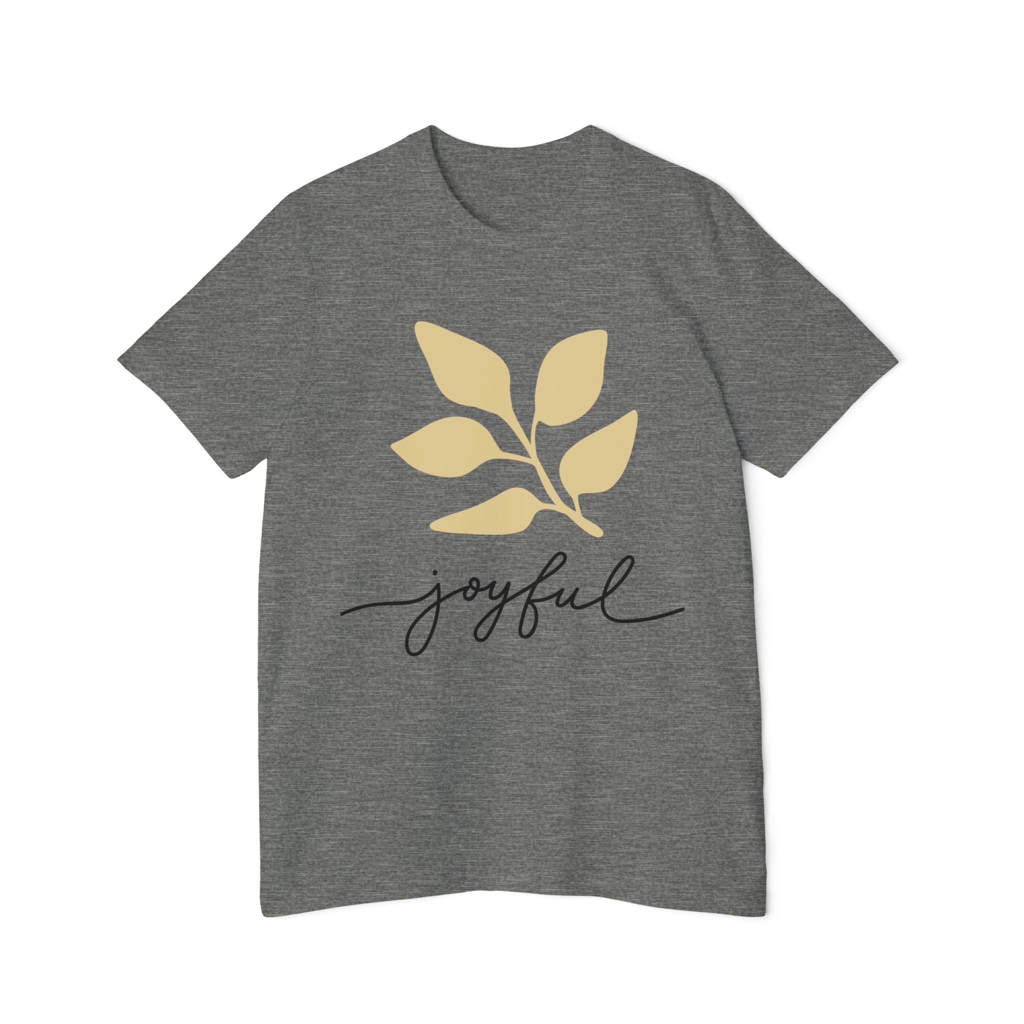 AuraVerde Joyful Leaf Script Tee | Whimsical Nature Graphic Shirt