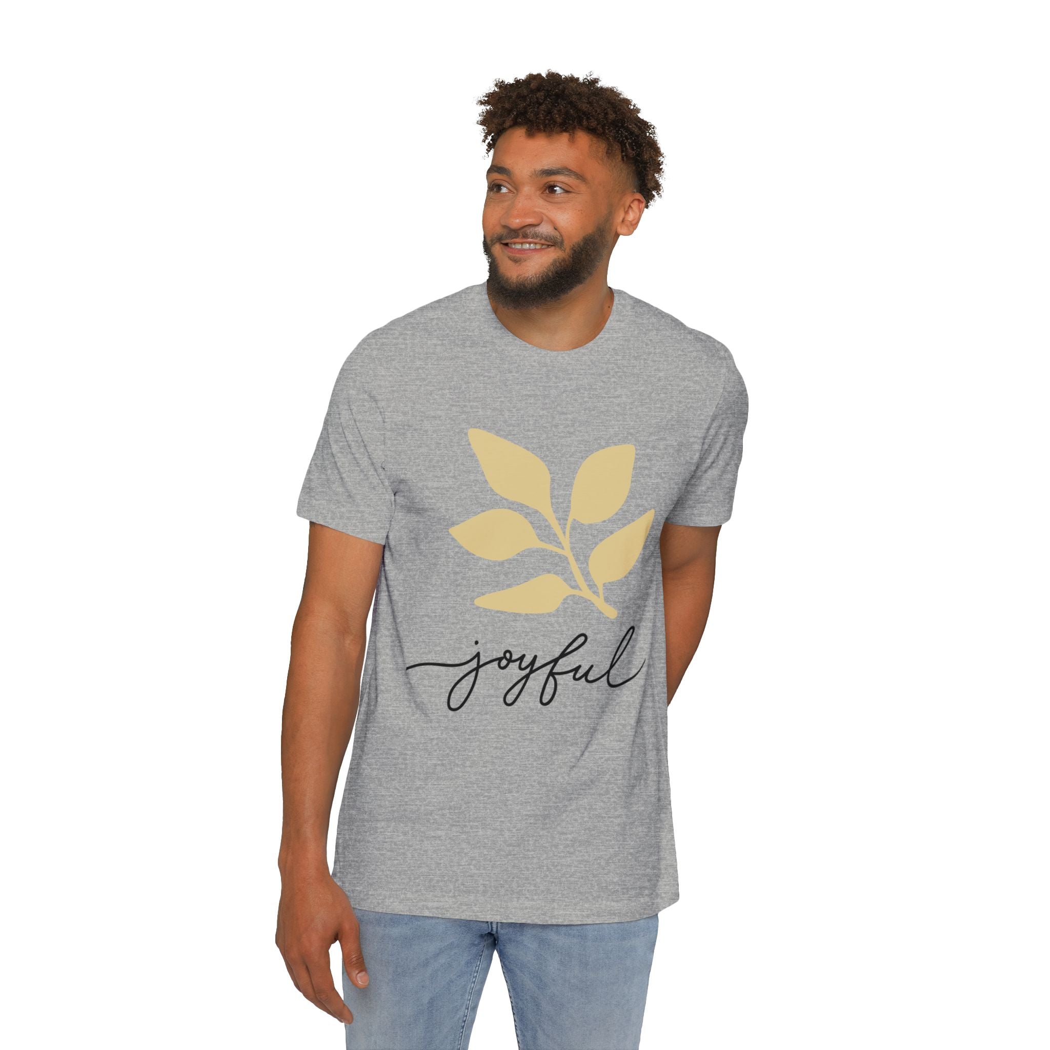 AuraVerde Joyful Leaf Script Tee | Whimsical Nature Graphic Shirt