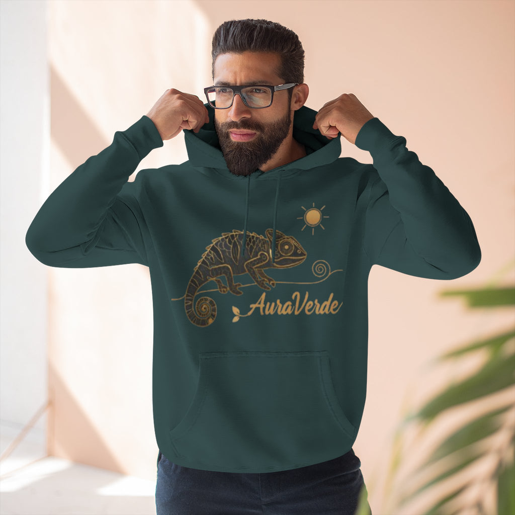 AuraVerde Chameleon Fleece Hoodie | Coastal Nature Unisex Sweatshirt