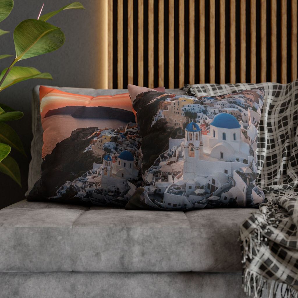 AuraVerde | Santorini Sunset — Decorative Throw Pillow