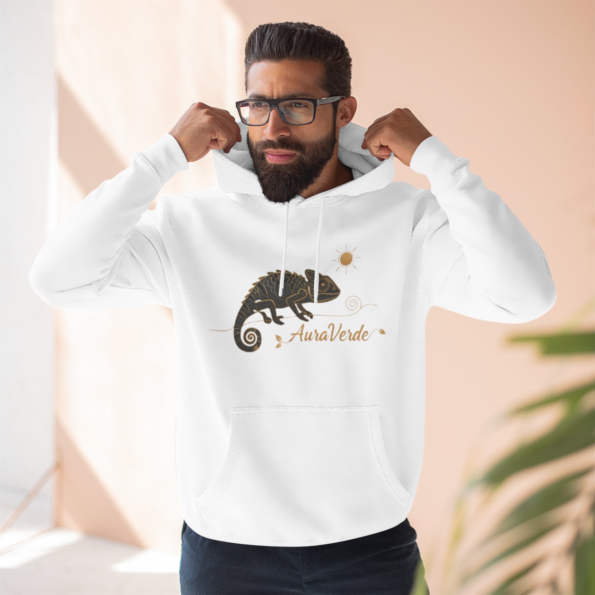 AuraVerde Chameleon Fleece Hoodie | Coastal Nature Unisex Sweatshirt
