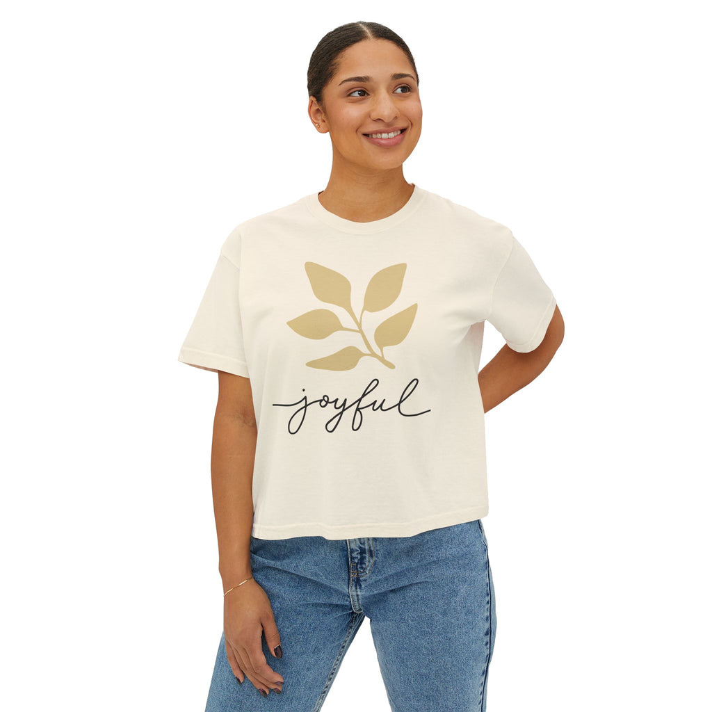 AuraVerde Joyful Leaf Boxy Tee | Oversized Botanical Art Shirt