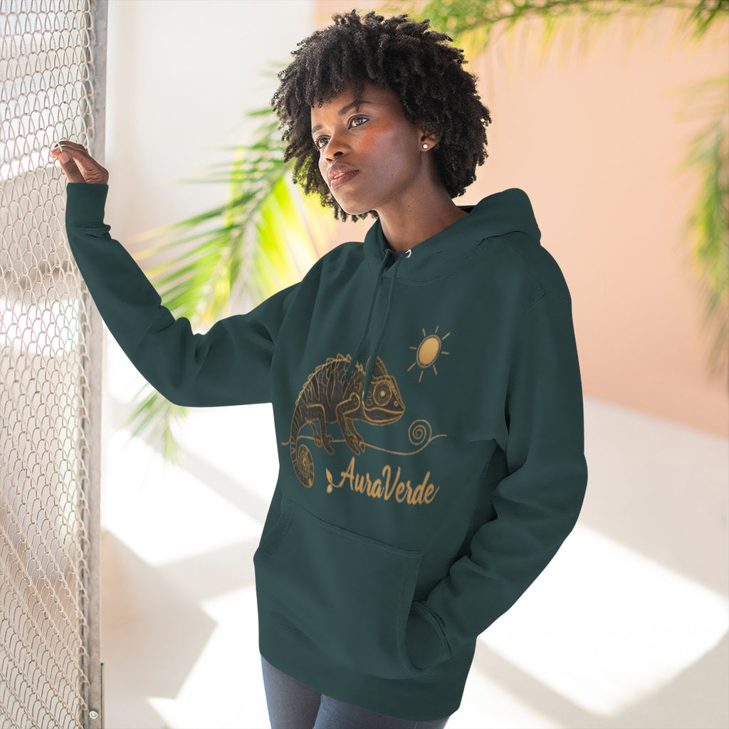 AuraVerde Chameleon Fleece Hoodie | Coastal Nature Unisex Sweatshirt