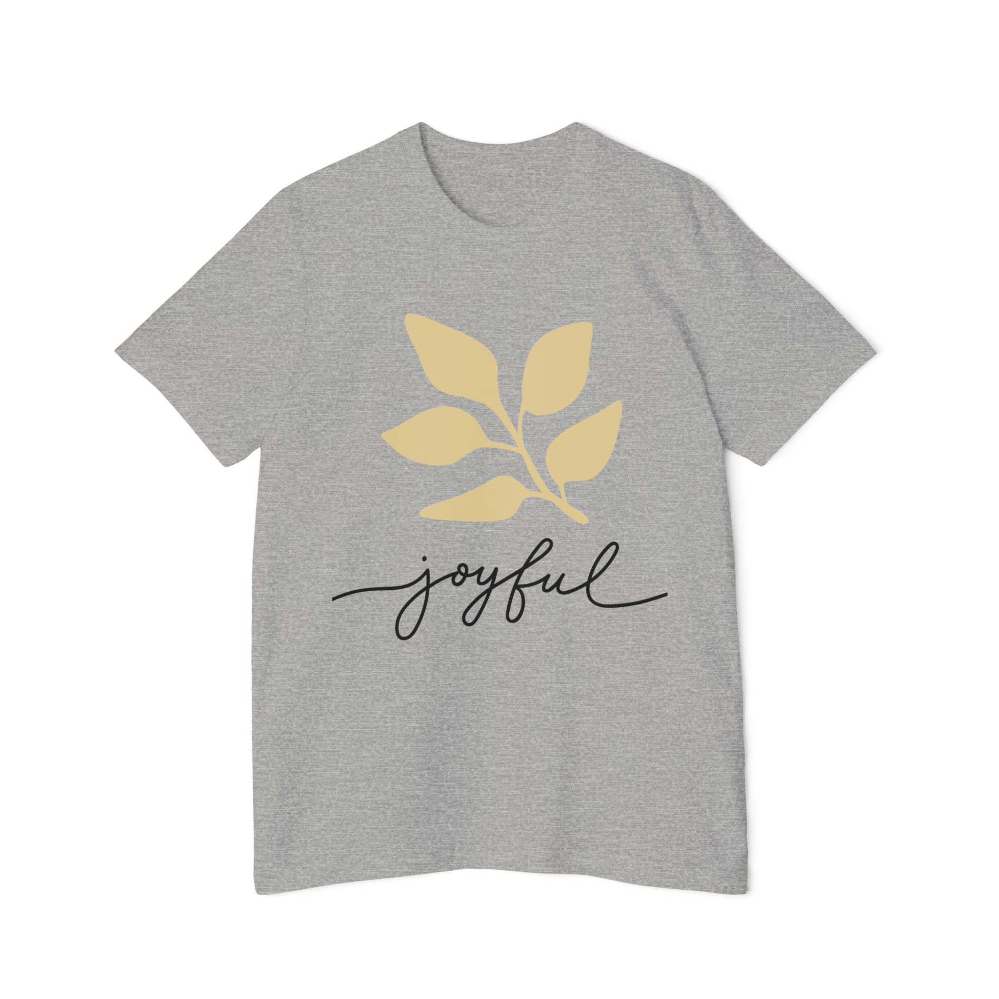 AuraVerde Joyful Leaf Script Tee | Whimsical Nature Graphic Shirt