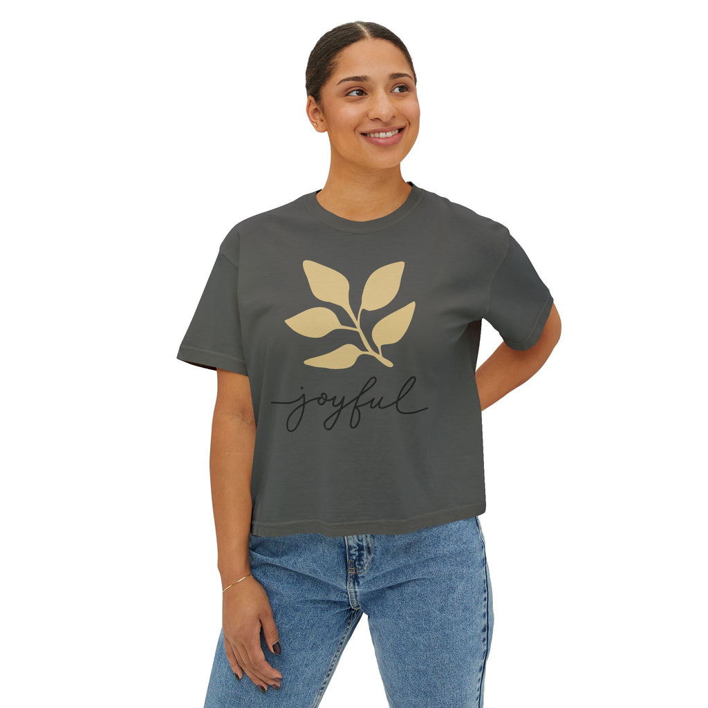 AuraVerde Joyful Leaf Boxy Tee | Oversized Botanical Art Shirt