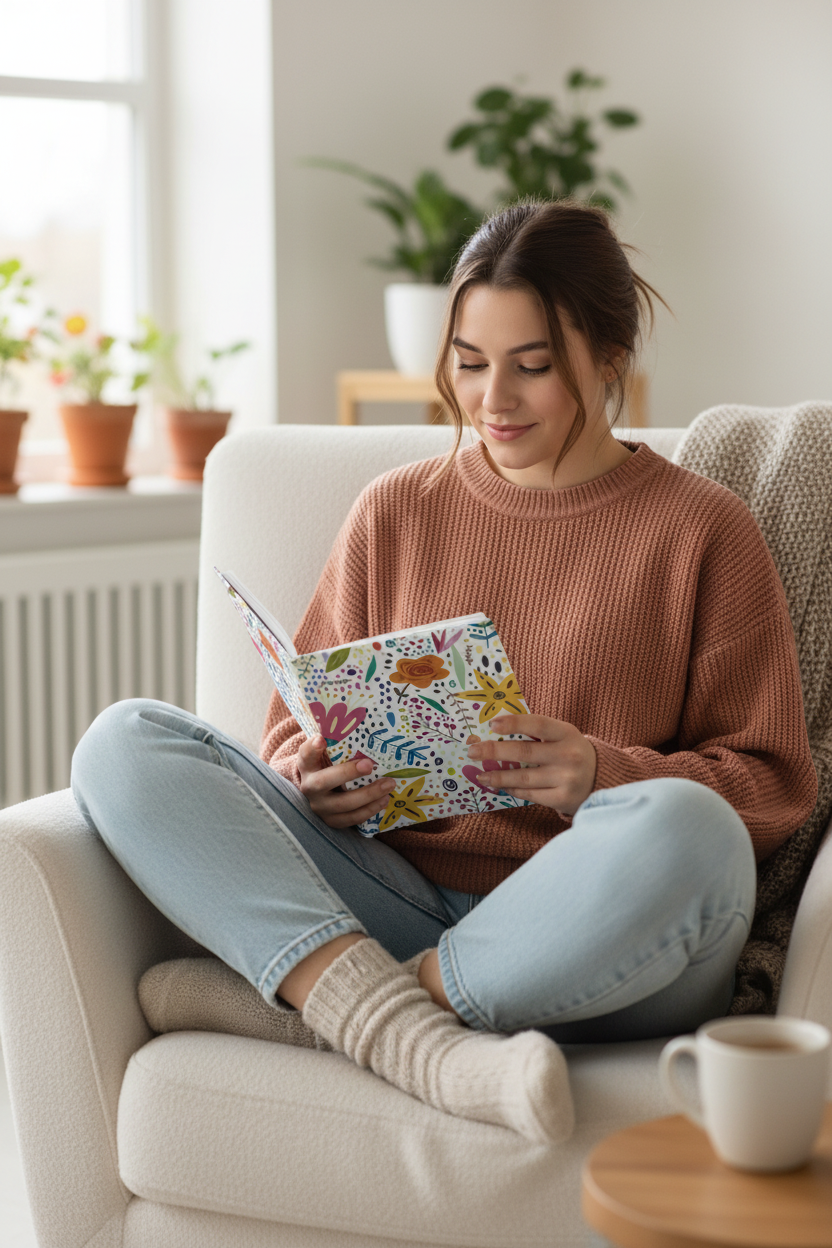 Floral Journal - Natural sentada